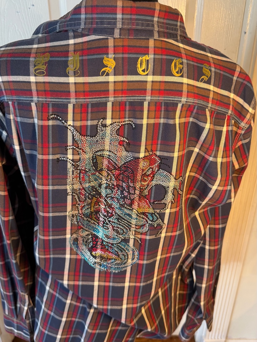 PISCES Plaid Long-Sleeve Shirt - Navy Red